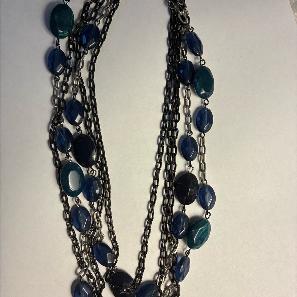 Cookie Lee Blue and Silver Layered Necklace